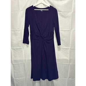 NWT Lands End Purple V Neck Figure Flattering TENCEL Dress Size M